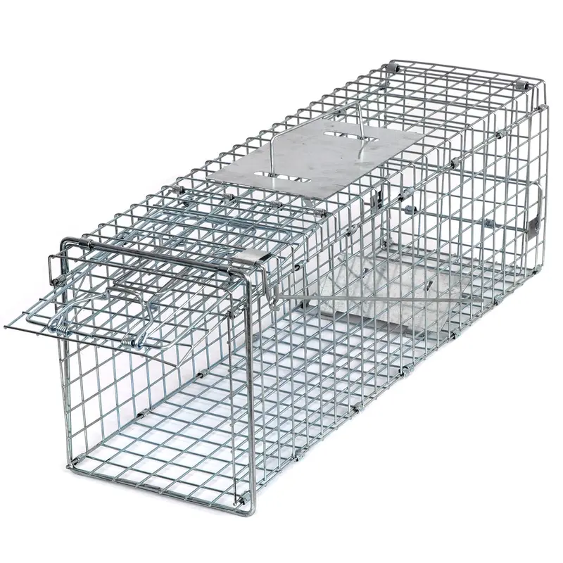 Extra Large Multi-Use Steel Live Animal Trap Cage - 24"x8"x7.5" Pre-Assembled Collapsible High Wall Enclosure for Rabbits, Skunks, Chipmunks, Rats, Squirrels (Pet & Farm Animal Supplies)