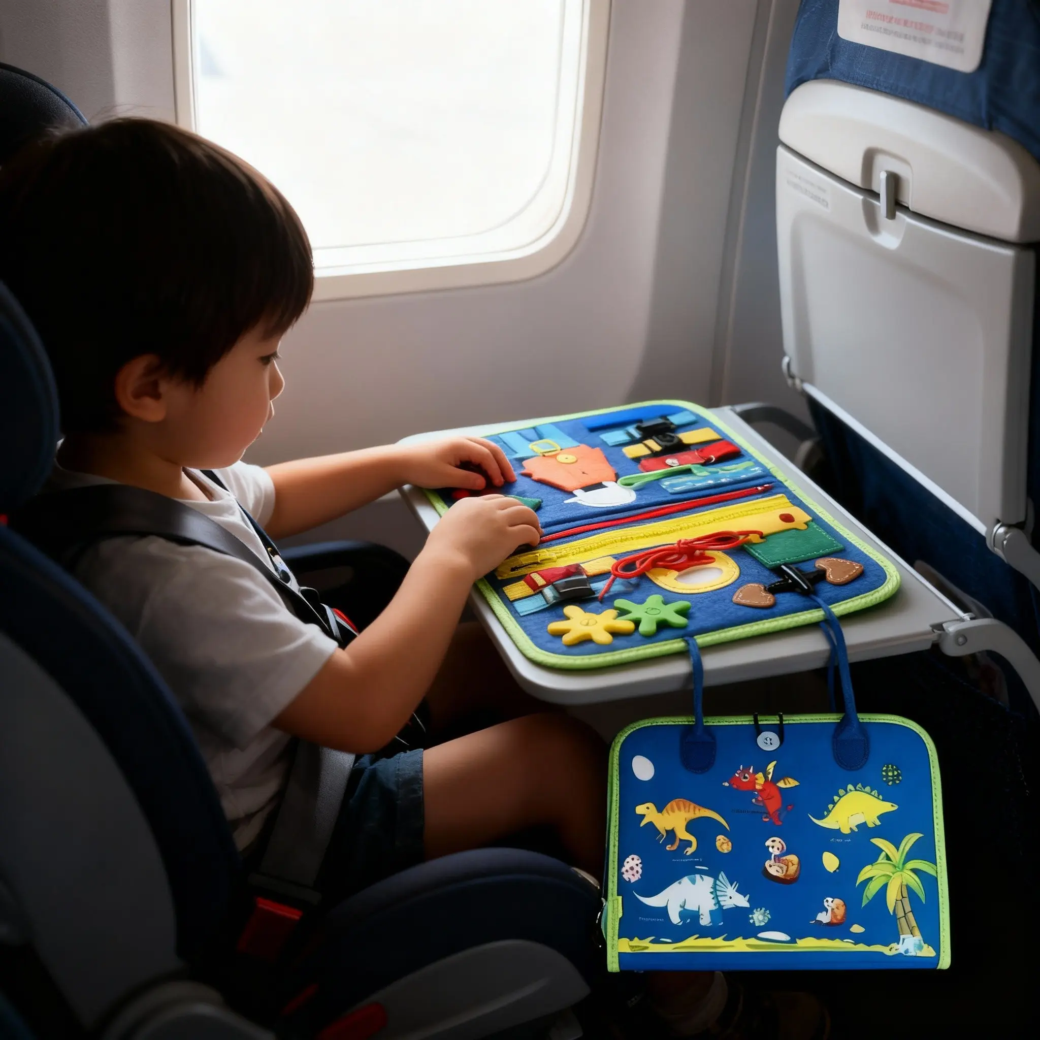 Educational Sensory Board, Polyester Fiber Material, Animal Theme, Touch and Motor Skills Development, Travel Activity Toy