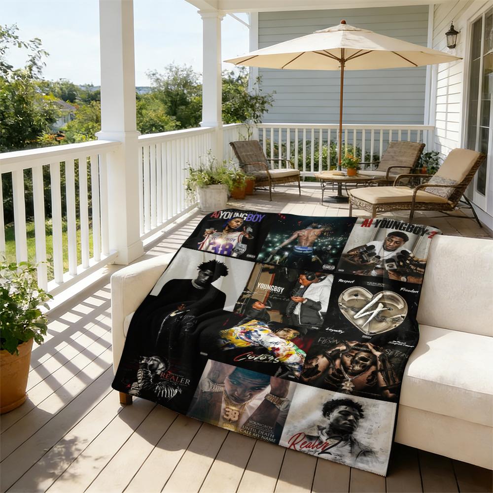 Countdown Sale! Young-boi Blanket Album Cover for Fans Warm Cozy Flannel Blankets Throw Merch Soft Roman Blanket for Home Decor Bed Sofa Living Room blankets Suitable for all four seasons cozy flannel blanket A gift suitable for fans, friends and children