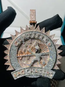 Custom Iced Pendant Silicon Diamond Gear High Luxury VVS Silicon Pendant Hip-Hop Jewelry Initial Logo Pendant Valentine's Day Easter Gift