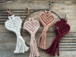 Handmade Macrame Heart Shaped Keychain -- bohemian boho accessories bridesmaid ideas valentine's day gift galentine's friend gifts