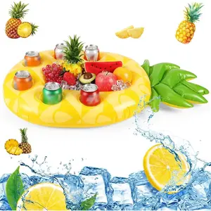 Inflatable Pool Floating Drink Holder, Water Ice Bar Self-Service Cooler Tray, Fun Pool Party Accessory, Durable Water Beverage Cup Holder — Available in Pineapple, Avocado, and Palm Tree Styles
