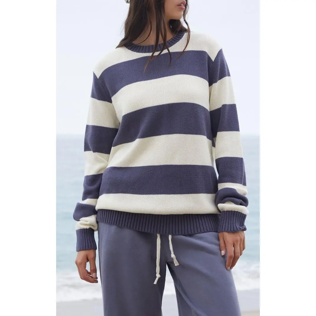 John Galt Women's Blue Striped Sweater John Galt Women's Blue Striped Sweater