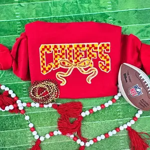Chiefs Checkered Bow Chenille & Sequin Patch