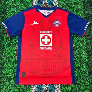 2425 CRUZ AZUL Third away Red Short Sleeve Top Soccer Jerseys LIGAMX Fan Edition