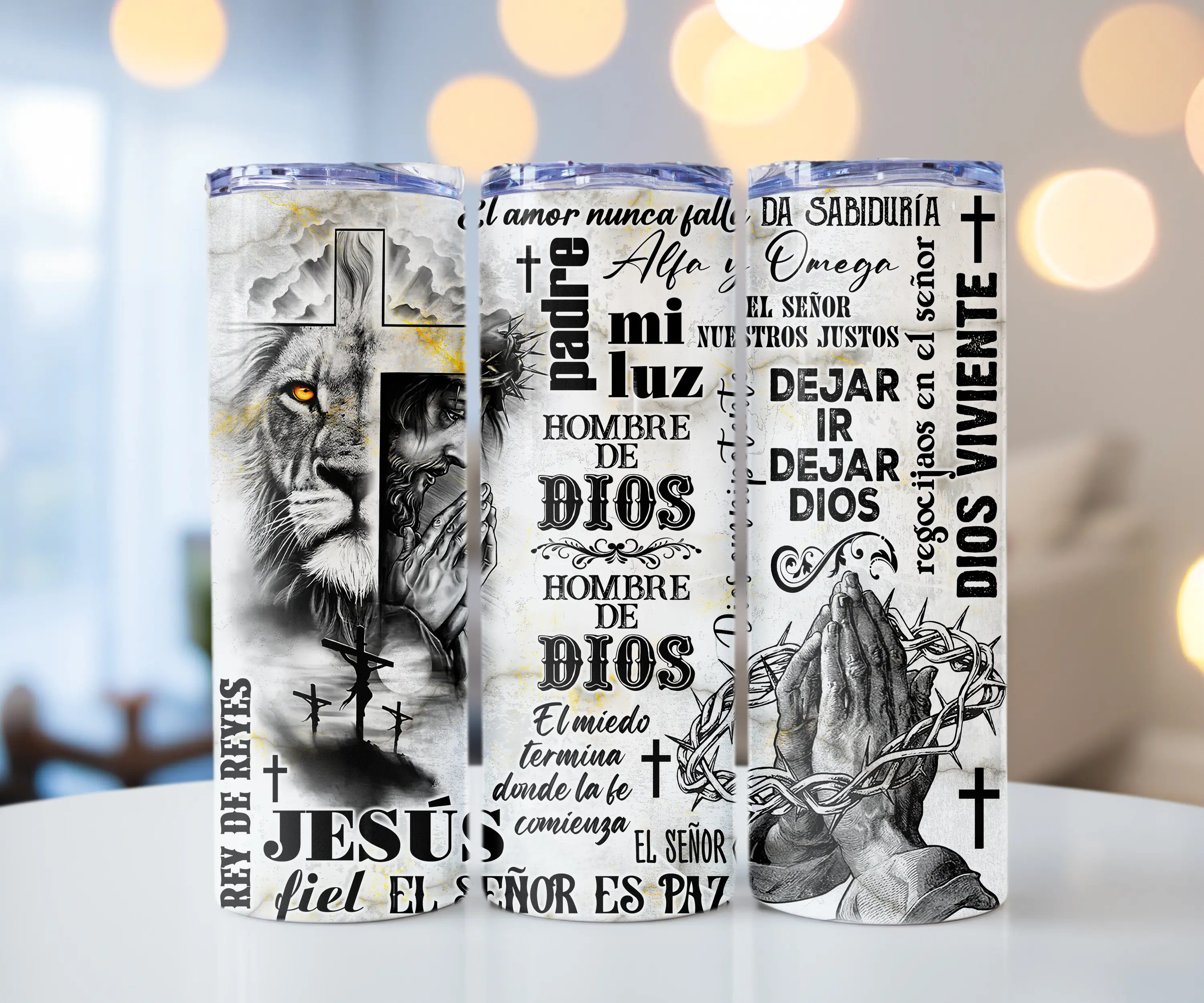 Vasos de 20oz Cristianos / Christian thermal tumblers / They keep contents cold or hot for more than 8 hours.