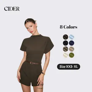 Cider Stand Collar Romper With Belt Basic Womenswear SwimWeek