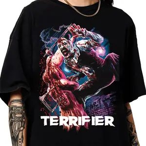 Terrifier T-Shirt, Horror Movie Poster T Shirt, Gift for Her, Gift for Him, Clown Horror Movie Fan Shirt, Stylized Horror Movie Graphic Tee.