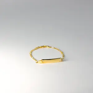 14K Gold Baby ID Bracelet Figaro Link Chain 3MM - Model AB0103