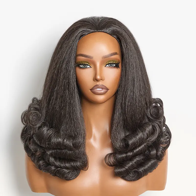 [New Arrival] Frodio Veralux™ Blend Human Hair 3-in-1 Half Wig Layered Flip Out Curls 16 inches | Wear & Go, Glueless, No Lace, Natural Black Wig Other