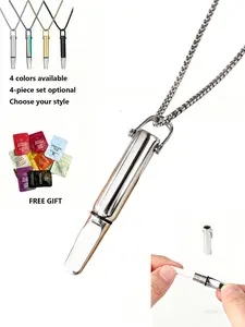 Adjustable Breathing Necklace with Free Flavored Cotton Wicks, Detachable Stainless Steel Core, Anxiety & Stress Relief Jewelry, Ideal Gift for Her/Him, Perfect for Daily Calming & Self-Care.Stress & Anxiety Relief Tool, Versatile Calming Jewelry for Men