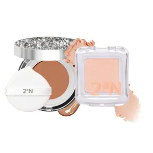 2aN Glass Skin Duo Set – Cushion Foundation & Glass-Like Highlighter for Natural, Radiant Makeup (#29 Caramel Beige)