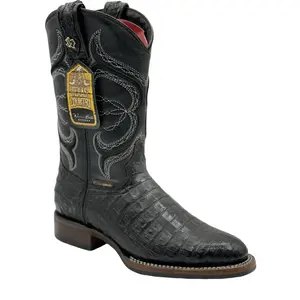 Caiman Belly Black Round Toe
