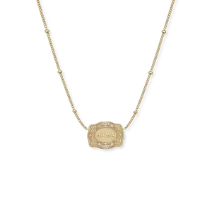 NEW! Ultra Mini Belt Buckle Necklace (Mama) - Gold