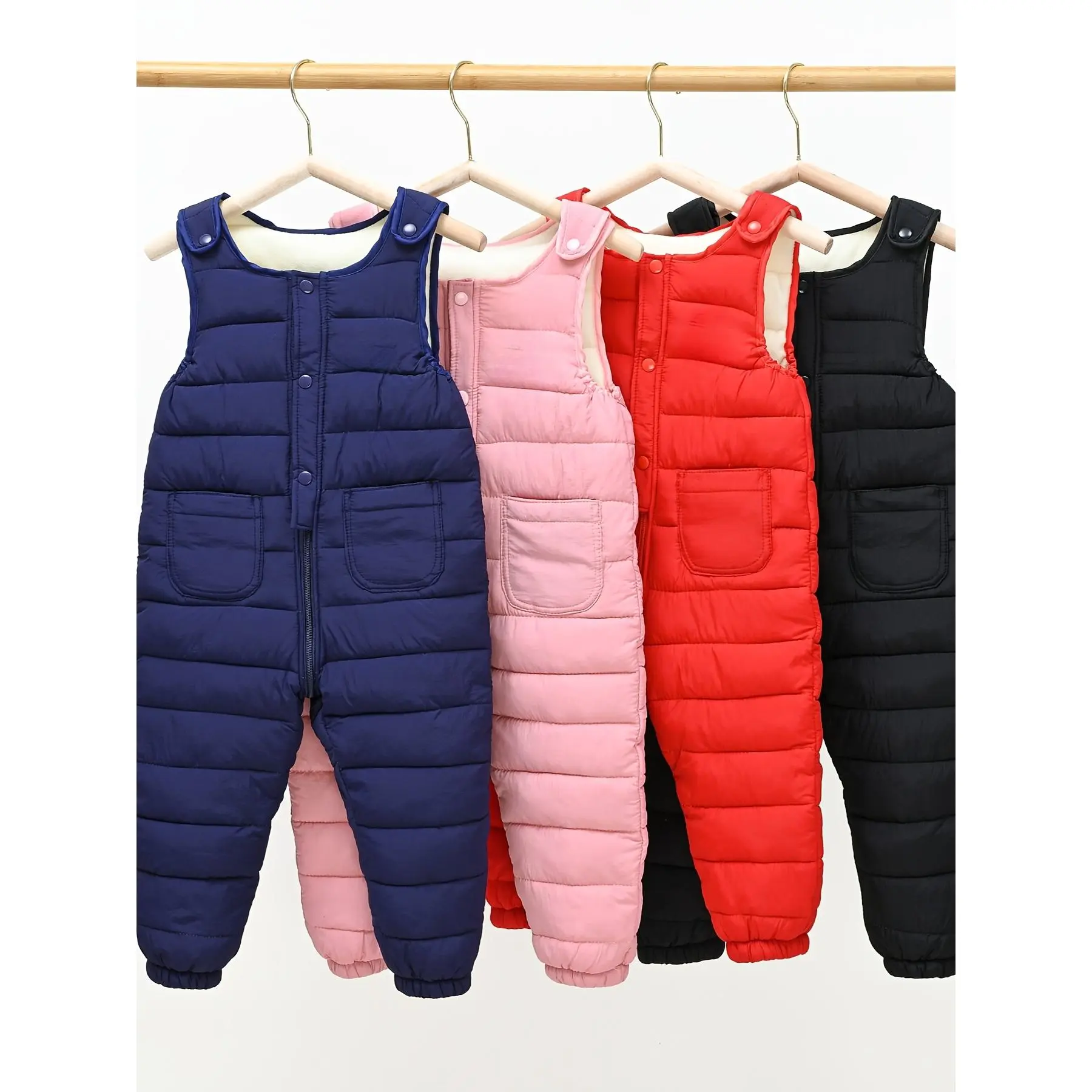 Infant & Toddler Boys' Warm Fleece-Lined Polyester Suspender Snow Pants, Animal Pattern, Pockets, for Winter Outdoor Use, 1-2Y, Animals