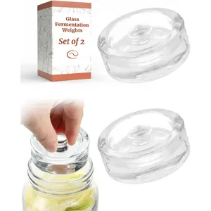Fermentation Weight Set of 2 - Easy Grip Glass Weights for Fermenting,  Pickling & Canning Weights for Wide Mouth Mason Jars, Durable Soda-Lime Glass for Sauerkraut, Kimchi & More