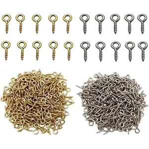 Small Mini Eyes Screw-in Hooks Jewelry Eye Pin, Silver+Gold Colors 500 PCS