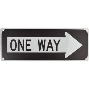 One Way Sign Metal Signs with Right Arrow, Tin Wall Decor Easy to Mount Weather Resistant Long Lasting Ink Office 6x16inch
