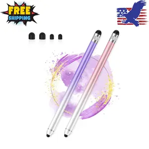 Universal  Stylus Pen for Touchscreen, Dual-end High Sensitivity Capacitive, 2 Pack-Pink, Purple