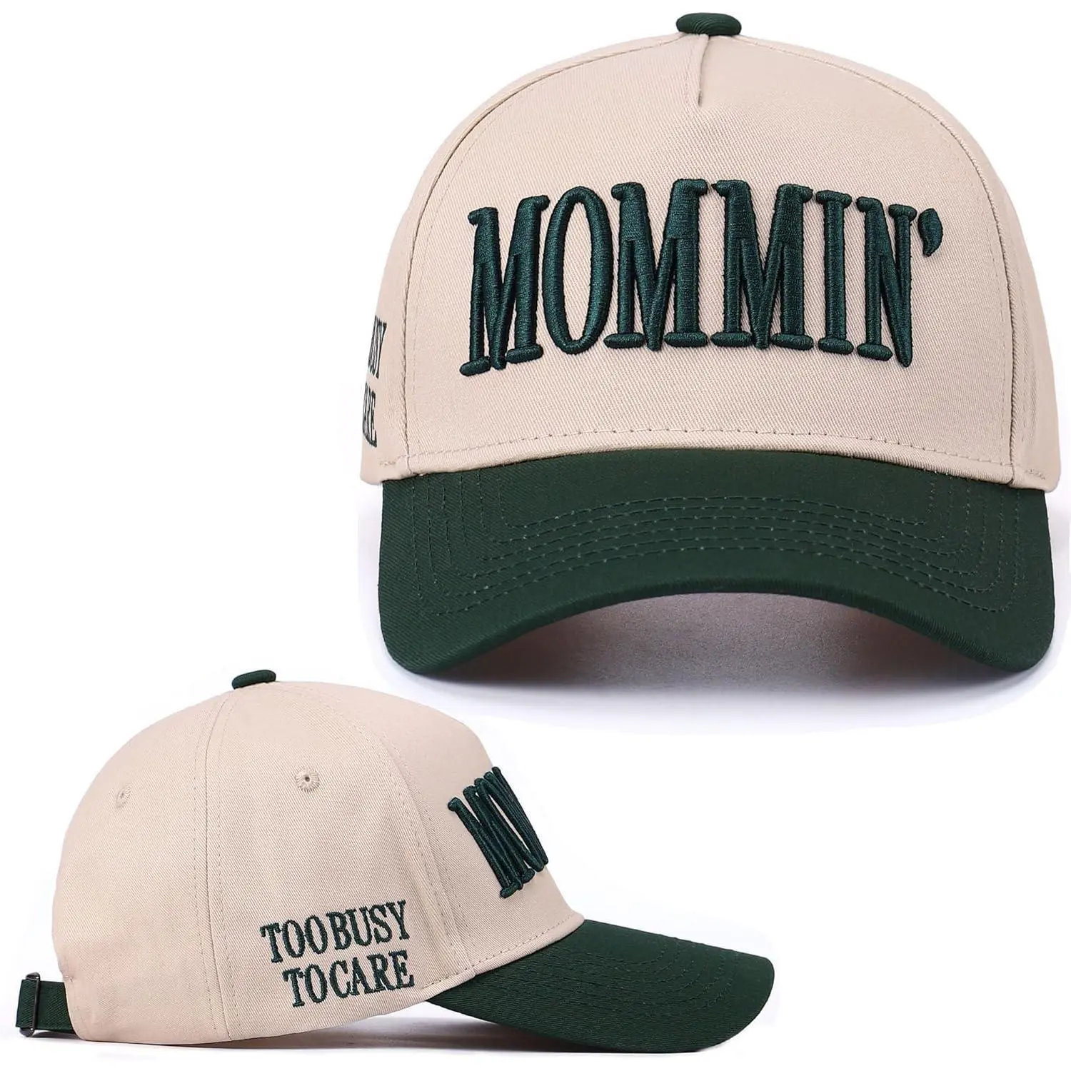 "Mommin' Too Busy To Care" Embroidered Trucker Hat | mothers day gifts Two-Tone Vintage Baseball Cap, Cotton, Mothers Day Gift, Adjustable Snap