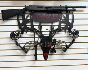 Custom Metal Bow Holder, Personalized gun and bow wall mount, Double bow hanger