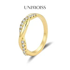 UniMoiss Moissanite Eternal Glow Crossover Ring Silver-Plated Wedding Engagement Anniversary Valentine's Day Birthday Gift Daily Wear Jewelry