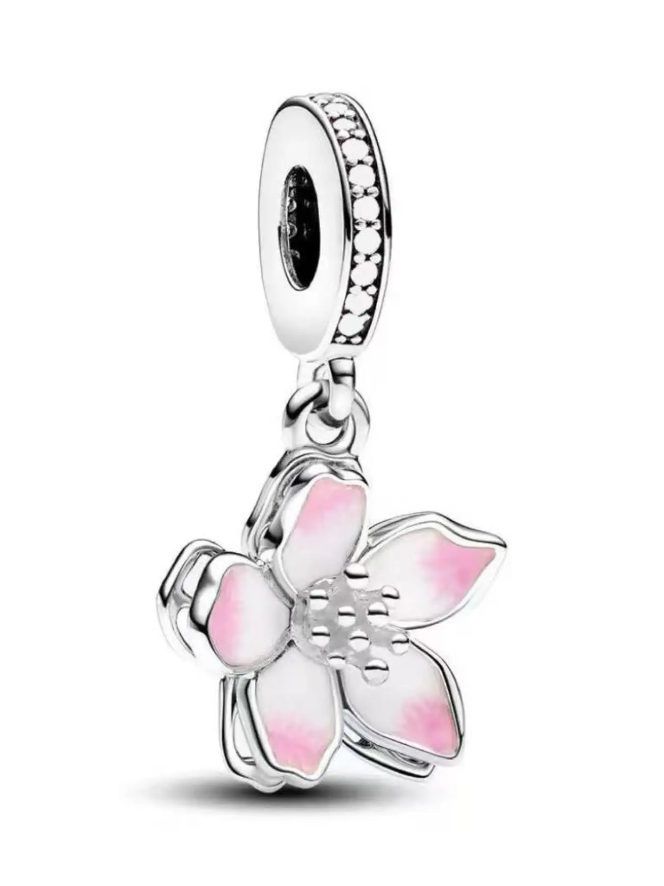 Japanese Cherry Blossom Kimono Style Bracelet DIY Bead Pendant Design Accessory, Unique Fashion Jewelry for All Seasons, Hearts Pattern, Heart Charms, Cute Pendant, Fashionable Accessory, Gift Jewelry