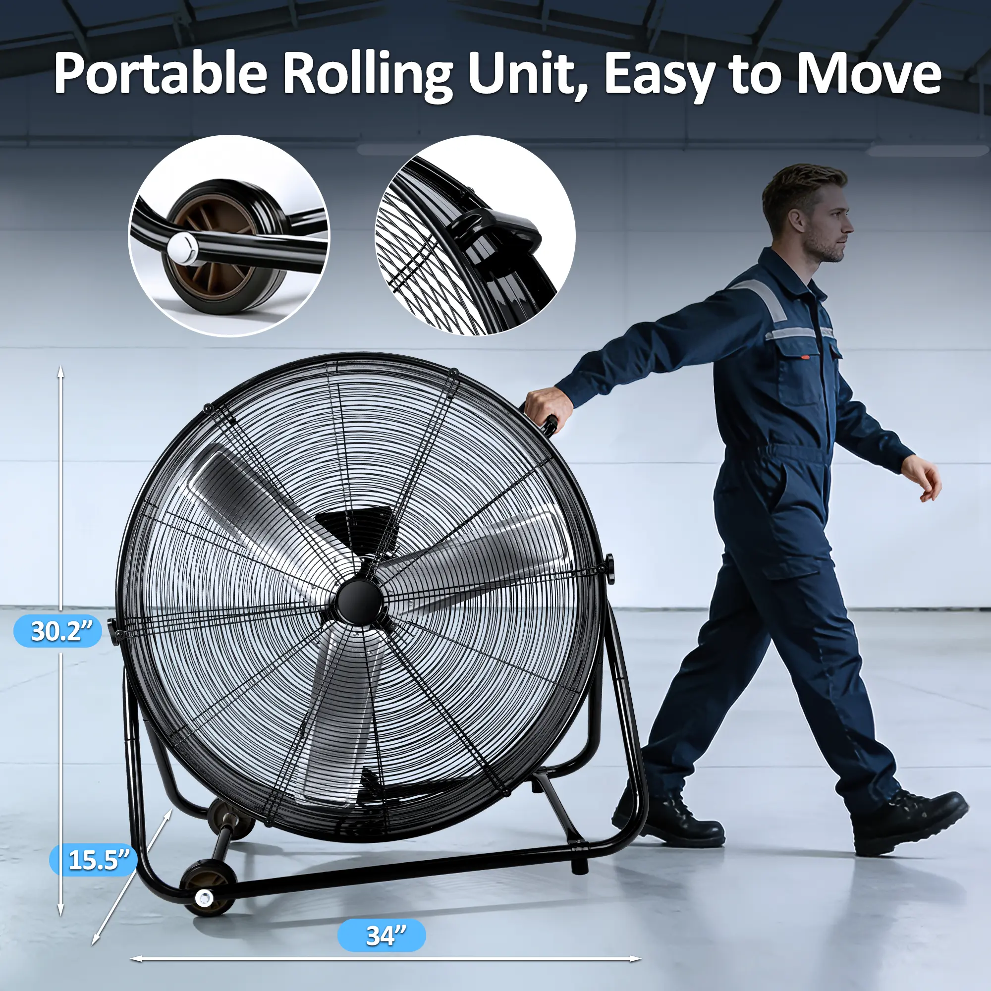 30 Inch High Velocity Drum Industrial Fan