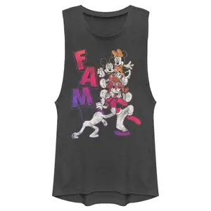 Juniors Womens Mickey & Friends Fam Festival Muscle Tee