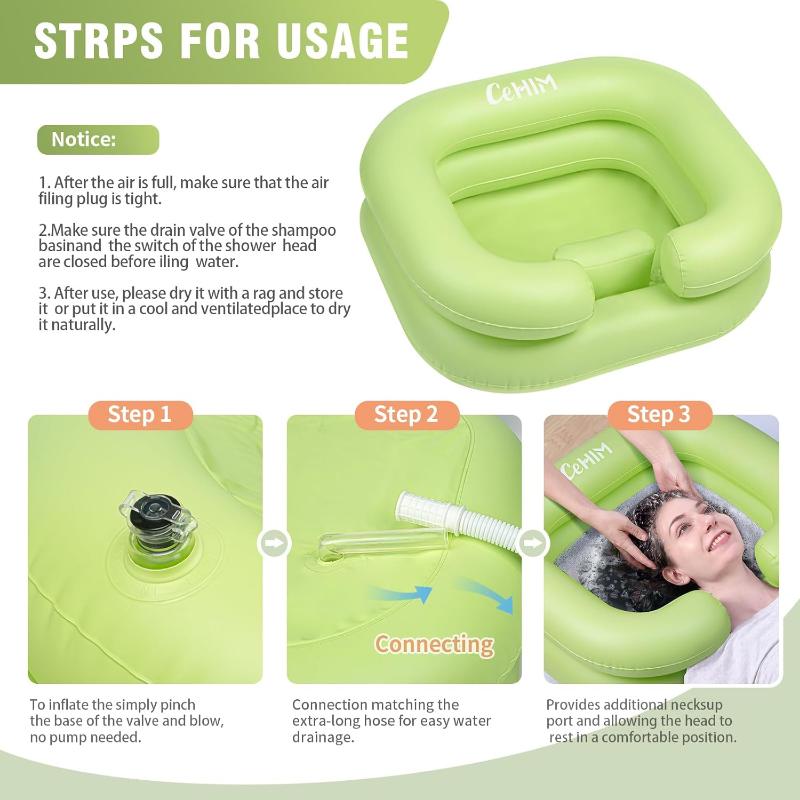 Inflatable Shampoo Basin - Portable Shampoo Bowl, Hair Washing Basin for Bedridden, Disabled,Injured, Hair Wash Tub for Dreadlocks and at Home Sink Washing (Silver)
