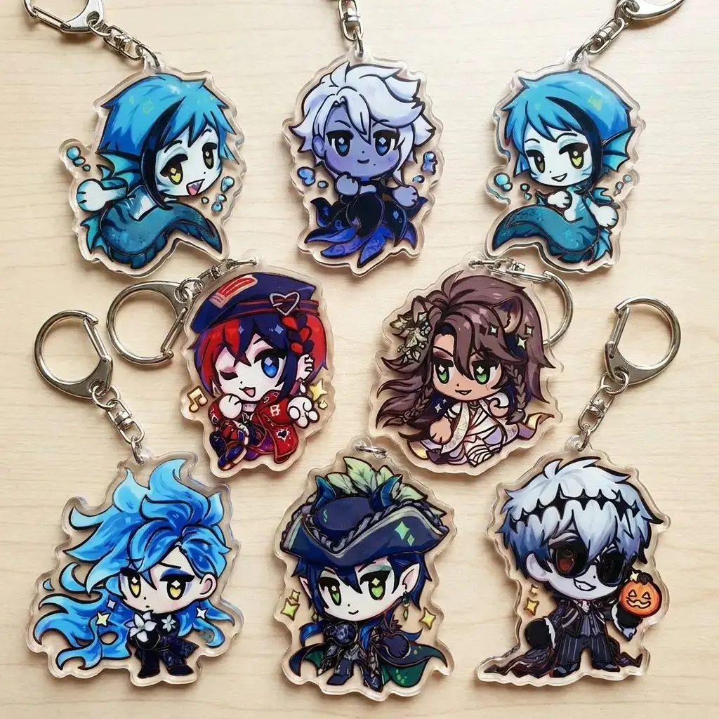 TWST Enamel Acrylic Keychain Vol 3 | Floyd & Jade Leech, Azul Ashengrotto, Riddle Rosehearts, Leona Kingscholar, Idia Shroud, Malleus Draconia, Skully