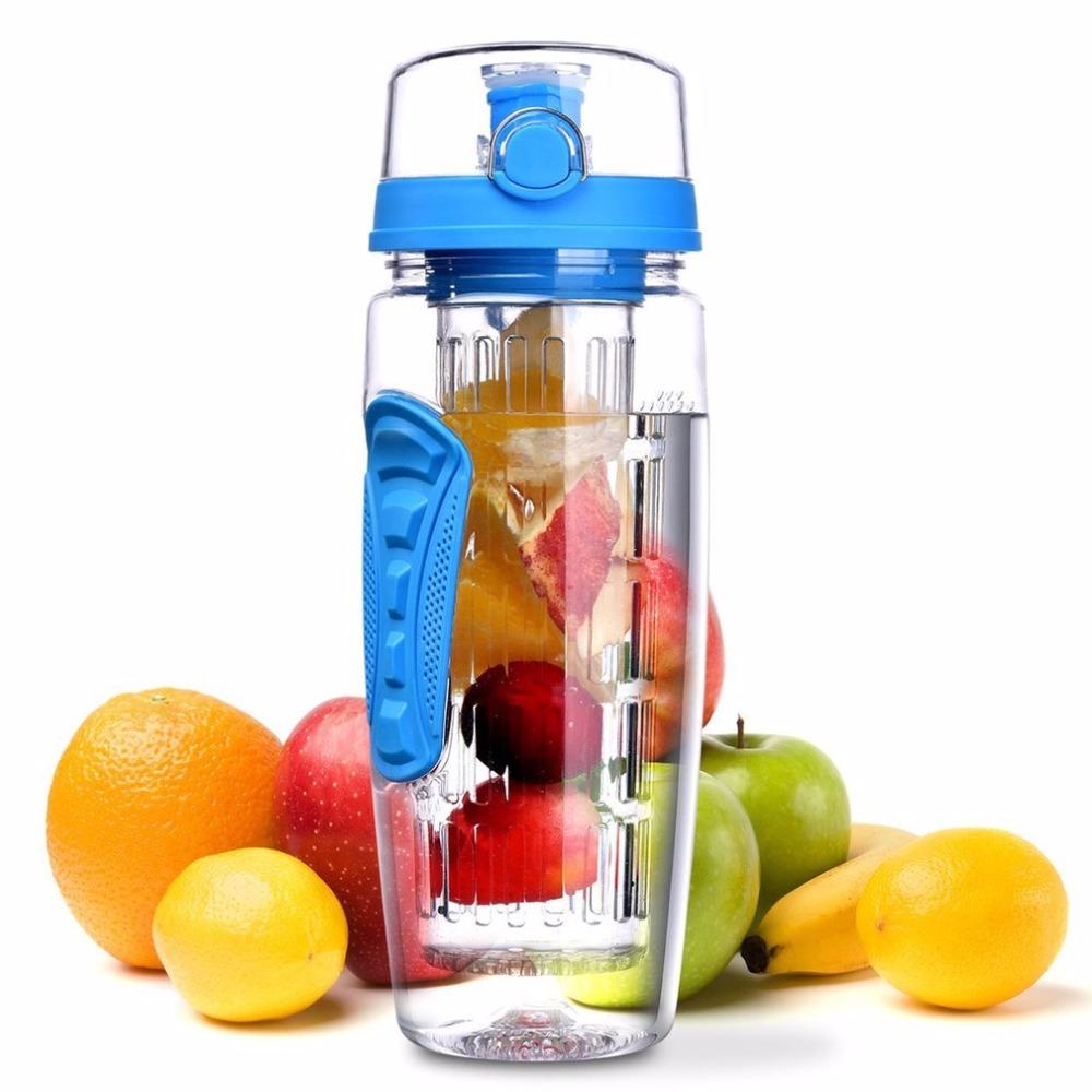 32Oz Fruit Infusing Infuser Water Bottle Water Fruit Bottle BPA Free Plastic Sport Fruit Infuser Water Bottles With Infuser Juice Shaker Drink Bottle Of Water