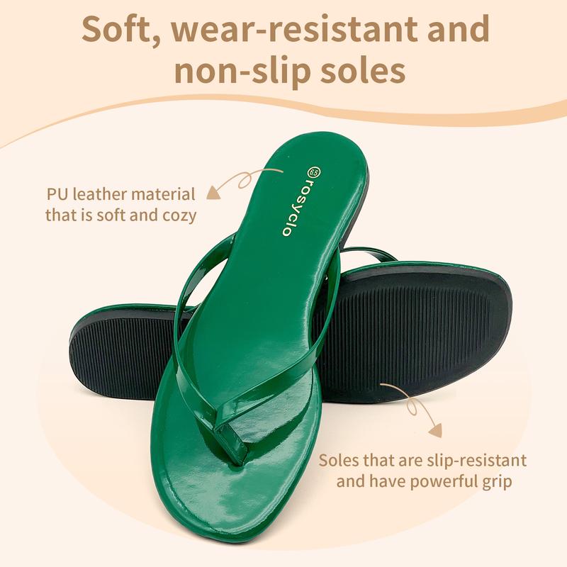 Lumubby Classic Women's PU Flat Flip-Flops Durable Slip-Resistant Slippers for Indoor Outdoor Beach Pool Use Square-Toe Design Mirror-Surface Finish Unisex Stylish Lightweight Lumubby Classic Women's PU Flat Flip-Flops Durable Slip-Resistant Slippers for Indoor Outdoor Beach Pool Use Square-Toe Design Mirror-Surface Finish Unisex Stylish Lightweight