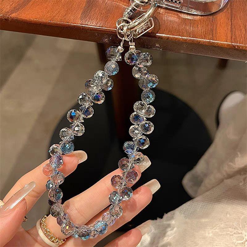 Sparkling Beaded Phone Wrist Strap - Stylish Cellphone Lanyard Chain with Bracelet Design for Women,  Fashionable Wristlet for Smartphones, Valentine's Day Gifts