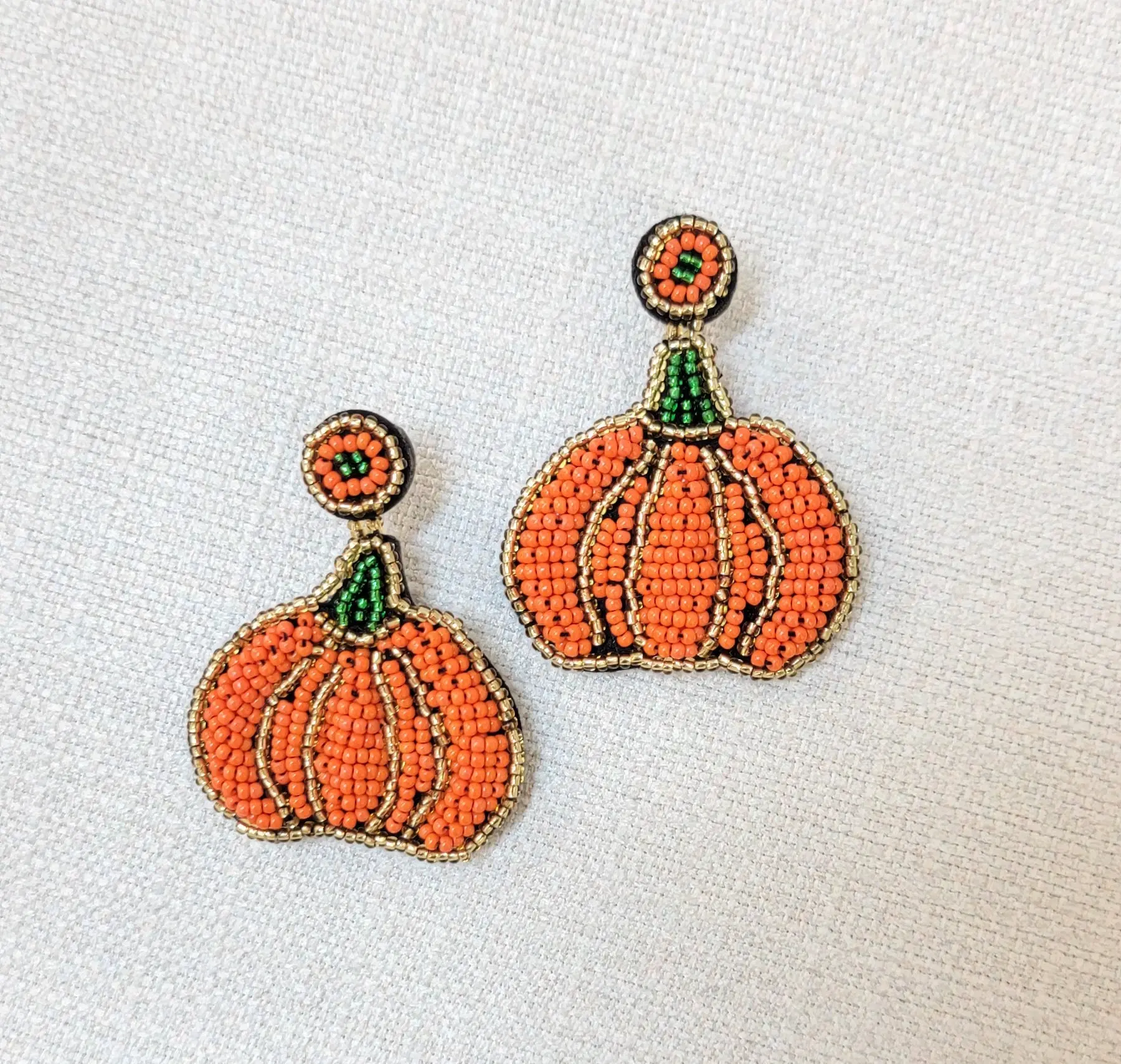 Beaded Pumpkin Earrings