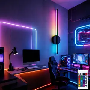 USB Rechargeable LED Wall Lamp, Three Color Light RGB, Remote Control Bluetooth-compatible, Dimmable, Iron Art Home Decor, 19.69 Inch