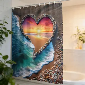 Vincent Van Gogh Starry Night Sunflower Bathroom Curtain, Retro Artistic Bath Decor, Soft Polyester, Home Hotel Bathroom Decoration