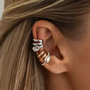 Triple Band Crystal Ear Cuff – No Piercing Silver/Gold Clip On Earring | Minimalist Stackable Ear Cuff for Women Daily & Party
