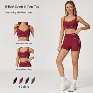 NVWA Women's 2-Piece Activewear Fitness Set - Lightweight Compression Nylon-Spandex Sportswear, Slim-Fitting Contrast Trim Bust-Lifted Sports Bra & High Waist Butt-Sculpting Sleeveless Set, Spandex for Gym Yoga