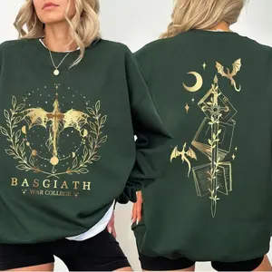 Basgiath War College 2-Sided Sweatshirt, Booktok Crewneck Pullover Sweater, Vintage Fourth Wing Shirt, Dragon Rider Shirt, Fourth Wing, Bookish Shirt, Gift for Women for Men Tops