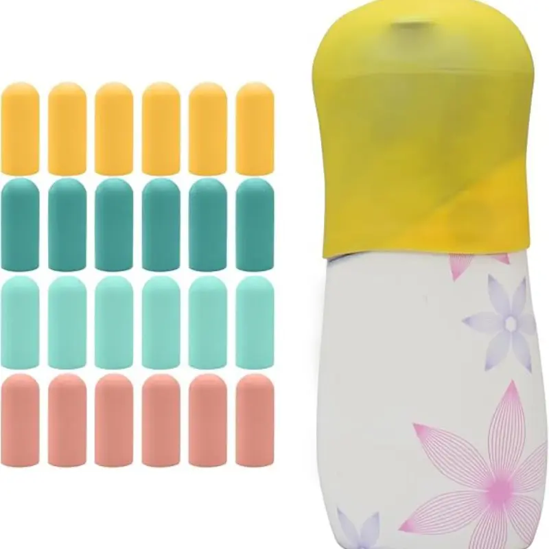 24-Piece Silicone Bottle Caps Set, Essential Travel Accessories, Beach Vacation Must-Haves, Cruise Essentials, Unisex Washroom Supplies