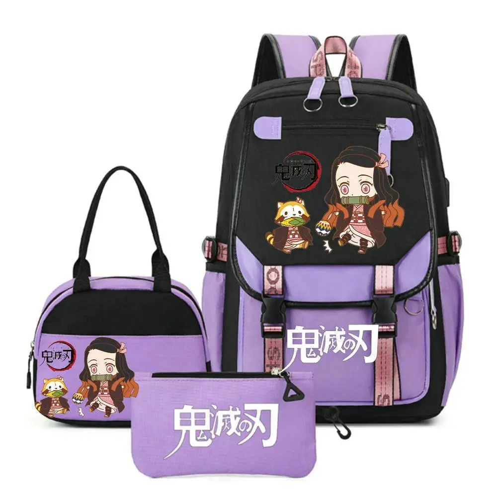 Kamado Nezuko Demon Slayer Girl's Back To School Bag Student Boys Pockets Capacity Teens Laptop Backpack Harajuku Mochilas