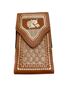 Western Style Bull Embroidered Phone Holster Funda Celular Vaquero Bordado con Toro Portacelular