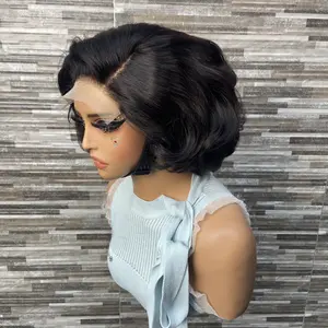 YWhair Hot Selling European & American Pixie Curly Wig Wholesale 100% Human Hair 5x5 Glueless Front Lace 300% Density Short Wig In Stock