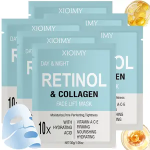 6pcs Retinol & Collagen Face Mask, Hyaluronic Acid & Vitamins a C E, Deep Moisture, Brightening, Smooth Skin Care Treatment, Deep Hydrating Mask, Collagen Masks