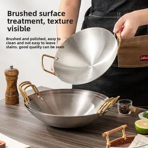 3 Piece Stainless Steel Hot Pot Set 24 26 28cm Commercial and Home Use Thickened Cooking Pot with Burner for Hotpot Restaurant and Family Dining Cookware Kitchen