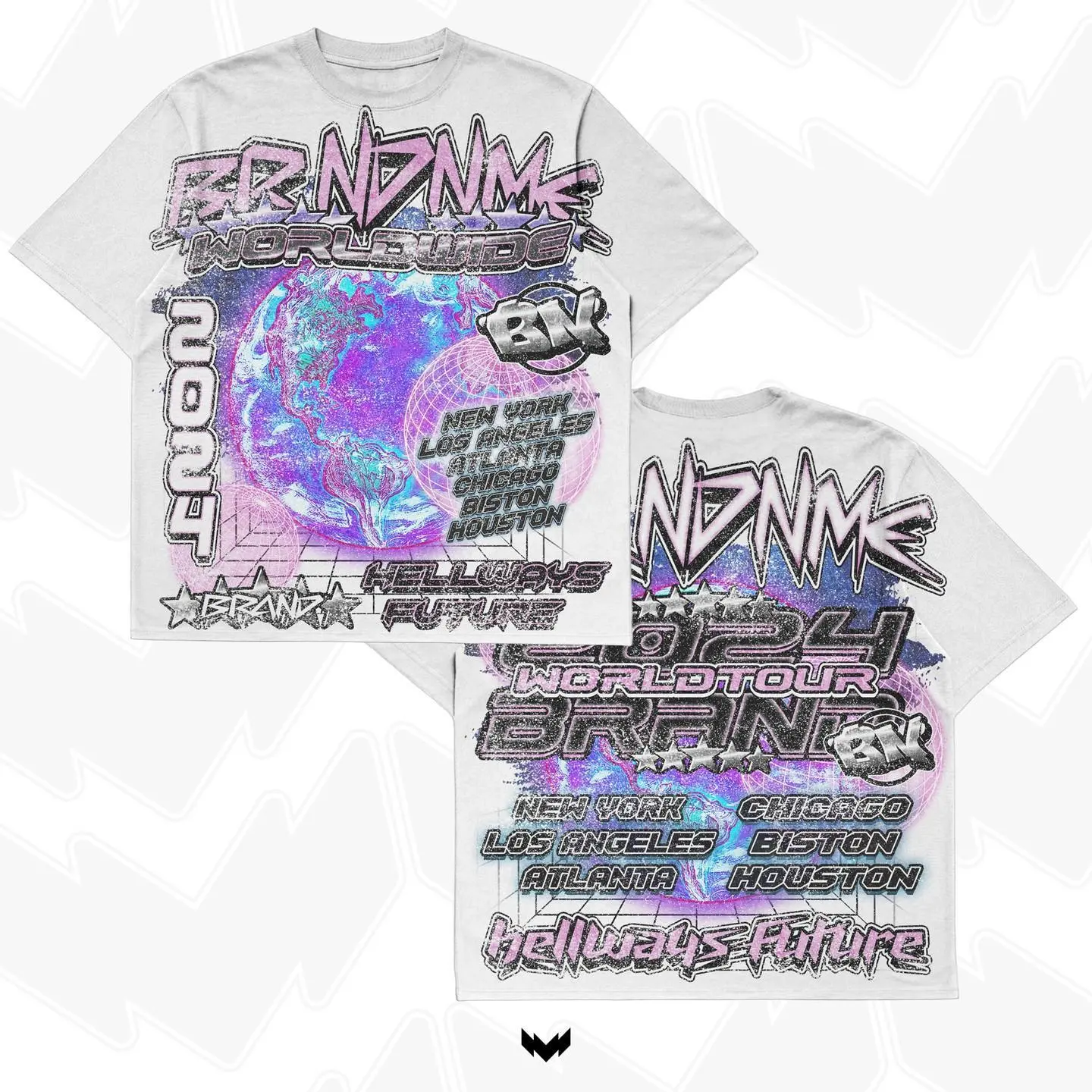 Y2K Graphic "WORLD WIDE " Personalize Printed Oversized Tshirt Casual Crewneck