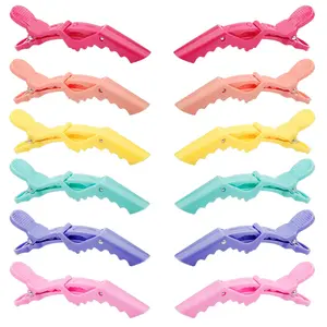 VKHAIR 2pcs Alligator Hair Clips for Styling Sectioning, Non-slip Grip Clips for Hair Cutting, Durable Women Professional Plastic Salon Hairclip with Wide Teeth & Double-Hinged Design - Random color