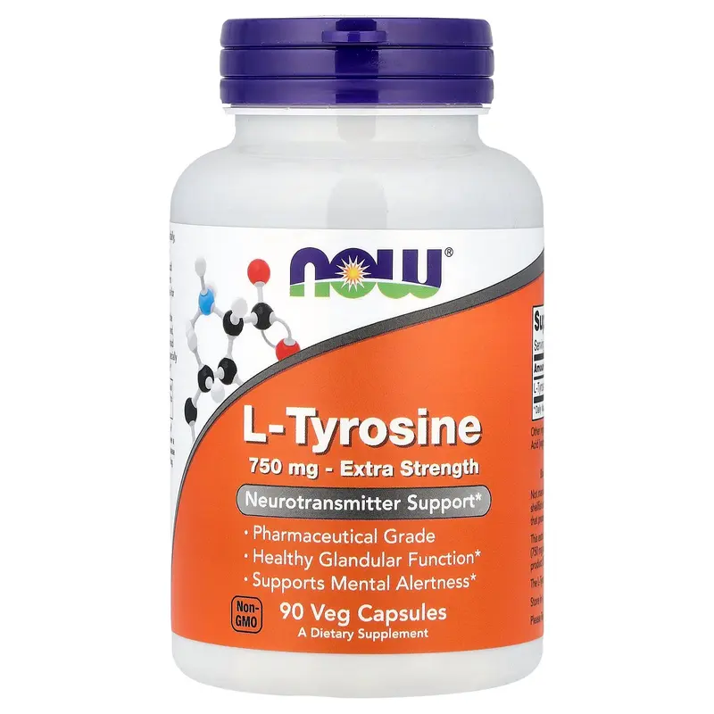 NOW Foods L-Tyrosine, 750 mg, 90 Veg Capsules