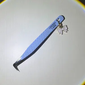 Cherry Lash Volume Lash Tweezer Fiber Tip for Extensions with Bow Charm